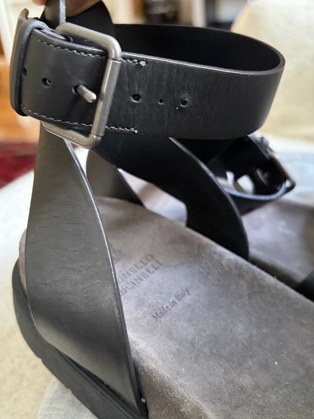 Brunello Cucinelli women’s black Leather Strap Sandals - Picture 5 of 6